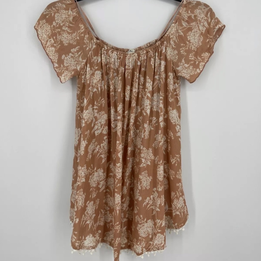 O'Neill Peach Flutter Sleeve Boho Beach Top Shirt Blouse Tunic Size XS
